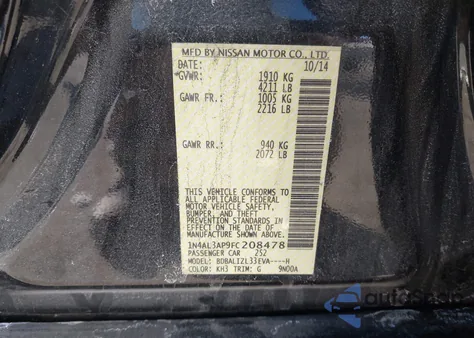 2015 Nissan Altima 2.5/S/Sv/Sl z USA, uszkodzony, nr VIN 1N4AL3AP9FC208478